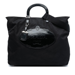 Prada B Prada Black Nylon Fabric Tessuto Canapa Logo Satchel Italy