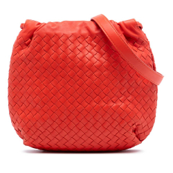 Bottega Veneta Orange Red Orange Nappa Leather Leather Nappa Intrecciato Drawstring Crossbody Italy