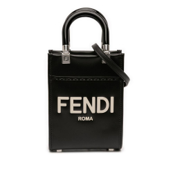 Fendi AB Fendi Black Calf Leather Mini Sunshine Shopper Tote Italy