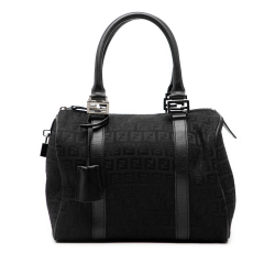 Fendi B Fendi Black Canvas Fabric Zucchino Boston Bag Italy