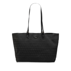Fendi B Fendi Black Canvas Fabric Large Zucchino Tote Italy