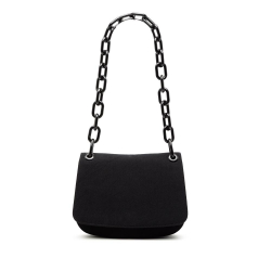 Prada B Prada Black Canvas Fabric Lucite Chain Shoulder Bag Italy