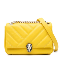 Bvlgari AB Bvlgari Yellow Calf Leather Serpenti Cabochon Chain Crossbody Italy