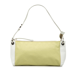 Ferragamo B Ferragamo Yellow Canvas Fabric Gancini Embossed Shoulder Bag Italy