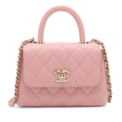 Chanel AB Chanel Pink Caviar Leather Leather Extra Mini Quilted Caviar Coco Top Handle Bag Italy