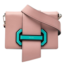 Prada B Prada Pink Calf Leather City Plex Ribbon Crossbody Italy