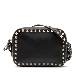 Valentino AB Valentino Black Calf Leather Rockstud Camera Bag Italy