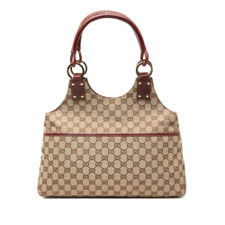 Gucci B Gucci Brown Beige Canvas Fabric GG Shoulder Bag Italy
