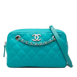 Chanel Blue Medium CC Quilted Rubberized Lambskin Coco Rain Camera Bag Italy