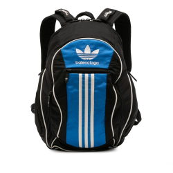 Balenciaga AB Balenciaga Black with Blue Nylon Fabric Adidas Recycled Backpack Italy