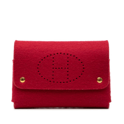 Hermès AB Hermès Red Wool Fabric Felt Mises et Relances Cards Holder France