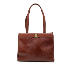 Ferragamo B Ferragamo Brown Calf Leather Lizard Embossed Vara Tote Italy