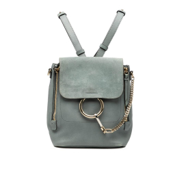 Chloé B Chloé Blue Light Blue Calf Leather Medium skin and Suede Faye Backpack Italy