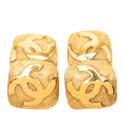 Chanel AB Chanel Gold Gold Plated Metal CC Clip On Earrings France