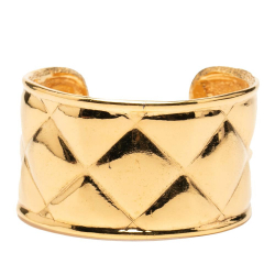 Chanel AB Chanel Gold Gold Plated Metal Quilted Cuff Bracelet France