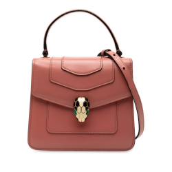 Bvlgari B Bvlgari Pink Rose Gold Calf Leather Small skin Serpenti Forever Top Handle Bag Italy