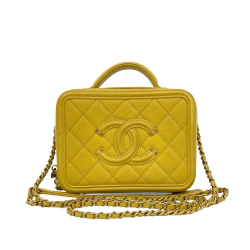Chanel AB Chanel Yellow Caviar Leather Leather Small Caviar CC Filigree Vanity Bag France