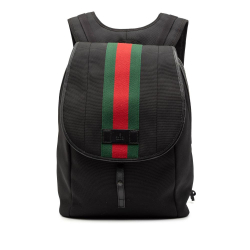 Gucci B Gucci Black Canvas Fabric Techno Web Backpack Italy