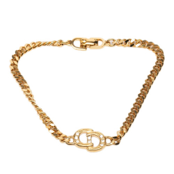 Christian Dior B Dior Gold Gold Plated Metal Crystal CD Chain Bracelet Germany