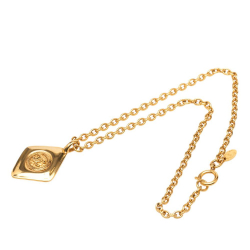 Chanel AB Chanel Gold Gold Plated Metal CC Diamond Shape Pendant Necklace France