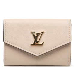 Louis Vuitton B Louis Vuitton Brown Beige Calf Leather Lockmini Wallet Spain