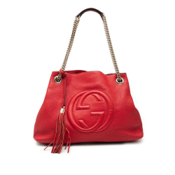 Gucci B Gucci Red Calf Leather Medium Soho Chain Tote Italy