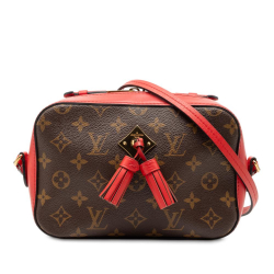 Louis Vuitton B Louis Vuitton Brown with Red Monogram Canvas Fabric Monogram Saintonge Spain