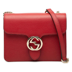 Gucci AB Gucci Red Calf Leather Small Dollar skin Interlocking G Crossbody Italy