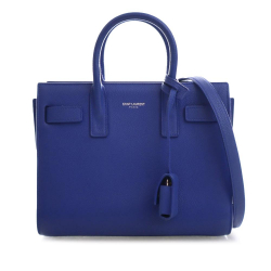 Saint Laurent AB Saint Laurent Blue Calf Leather Nano Sac De Jour Satchel Italy