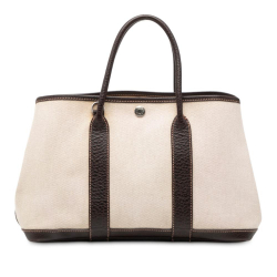 Hermès B Hermès Brown Beige Canvas Fabric Toile and Negonda Garden Party 30 France