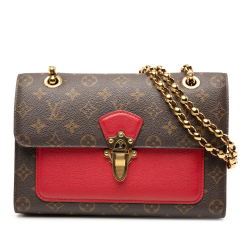 Louis Vuitton AB Louis Vuitton Brown with Red Monogram Canvas Fabric Monogram Victoire France