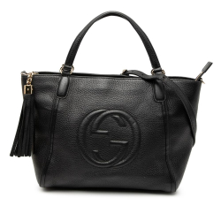 Gucci AB Gucci Black Calf Leather Small Pebbled Soho Cellarius Satchel Italy