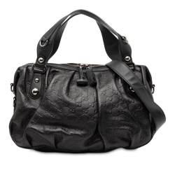 Gucci B Gucci Black Calf Leather Guccissima Icon Bit Satchel Italy