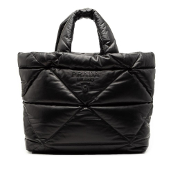 Prada AB Prada Black Nappa Leather Leather Large Quilted Nappa Padded Tote Italy