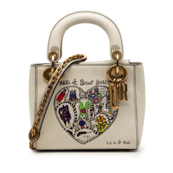 Christian Dior B Dior White Off White Calf Leather DiorAmour Niki De Saint Phalle Mini skin Lady Dior Italy