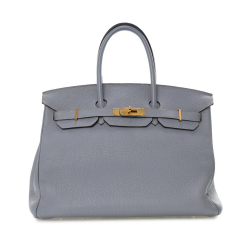 Hermès B Hermès Blue Light Blue Calf Leather Togo Birkin Retourne 35 France