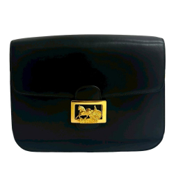 Celine AB Celine Black Calf Leather skin Horse Carriage Crossbody France