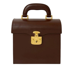 Gucci AB Gucci Brown Dark Brown Calf Leather Lady Lock Handbag Italy