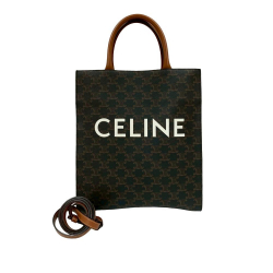 Celine AB Celine Brown Coated Canvas Fabric Small Triomphe Vertical Cabas Tote France