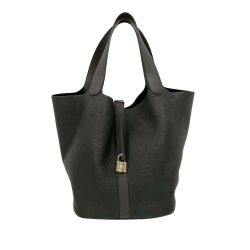 Hermès AB Hermès Gray Charcoal Calf Leather Clemence and Swift Picotin Lock 22 Touch France