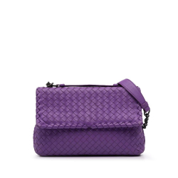 Bottega Veneta Purple Small Nappa Intrecciato Olimpia Shoulder Bag Italy