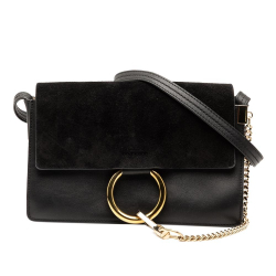 Chloé B Chloé Black Suede Leather Small and Calfskin Faye Crossbody Spain