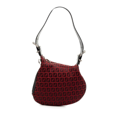 Fendi B Fendi Red Dark Red Canvas Fabric Zucchino Oyster Hobo Italy