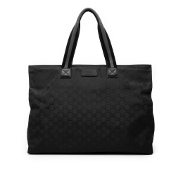 Gucci AB Gucci Black Nylon Fabric GG Web Tote Italy