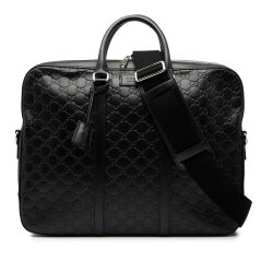 Gucci B Gucci Black Calf Leather Guccissima Business Bag Italy