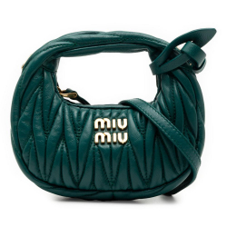 Miu Miu AB Miu Miu Green Dark Green Nappa Leather Leather Micro Nappa Matelasse Wander Bag Romania