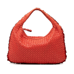 Bottega Veneta B Bottega Veneta Red Nappa Leather Leather Small Perforated Nappa Intrecciato Veneta Hobo Italy