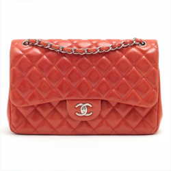Chanel Classic Double Flap Jumbo Lambskin Leather Chain Bag Red/Orange