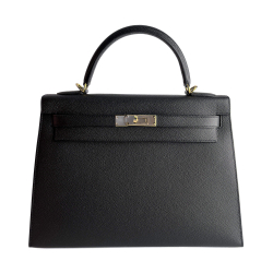 Hermès Kelly 32 Epsom Leather Sellier Top-handle Handbag Black