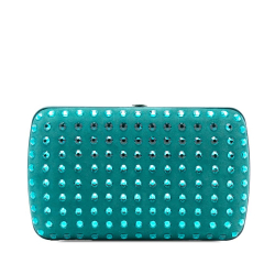 Gucci AB Gucci Blue Suede Leather Crystal Embellished Interlocking G Broadway Clutch Italy